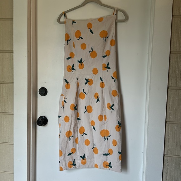 Anthropologie Maeve Dylan Mierzwinski Colette Midi Dress Sz S Cream Orange - Picture 5 of 5